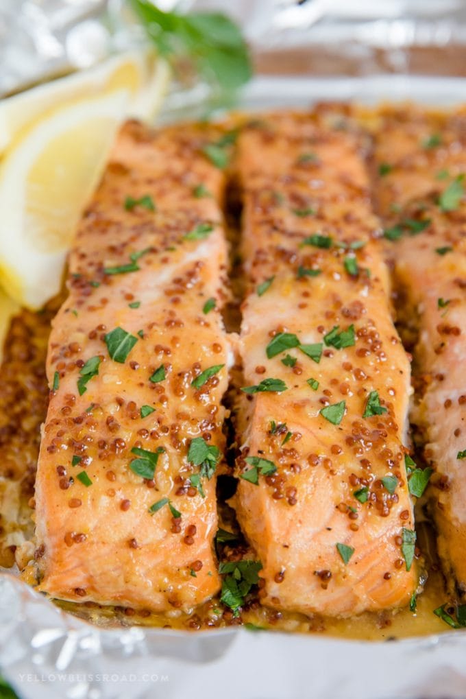 Baked Honey Mustard Salmon Recipe | 20 Minutes | YellowBlissRoad.com