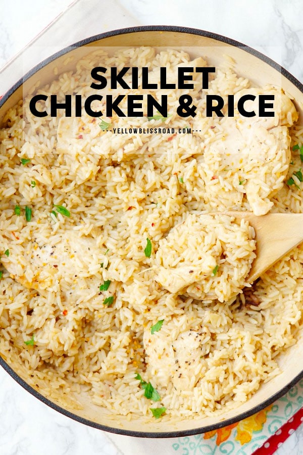 Skillet Chicken and Rice Recipe | YellowBlissRoad.com