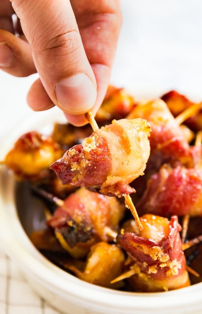 Sweet Bacon Wrapped Chicken Bites | YellowBlissRoad.com