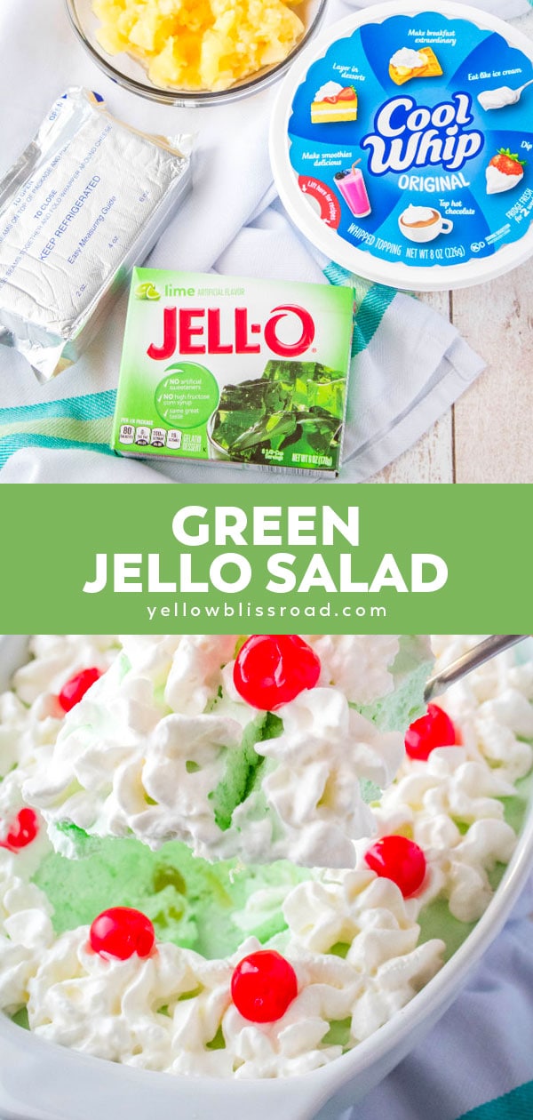 Creamy Dreamy Green Jello Salad | YellowBlissRoad.com