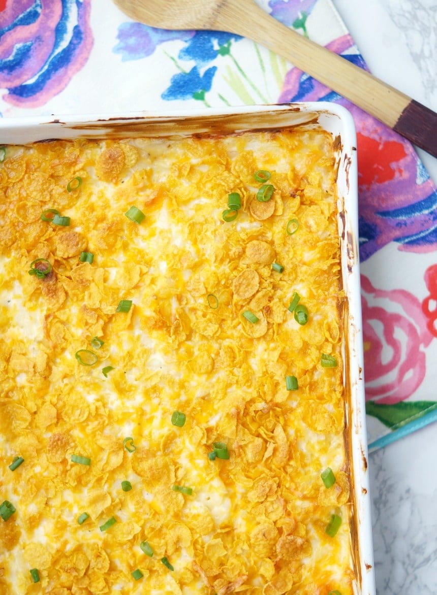 Easy Cheesy Hashbrown Casserole (aka Funeral Potatoes)