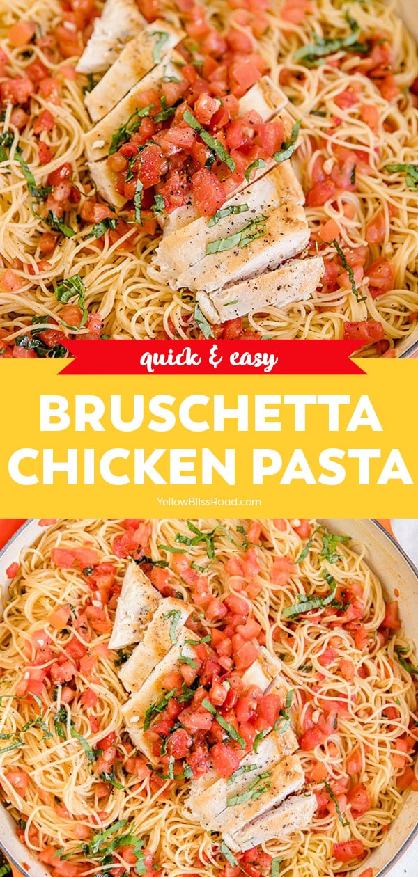 Easy Chicken Bruschetta Pasta | YellowBlissRoad.com