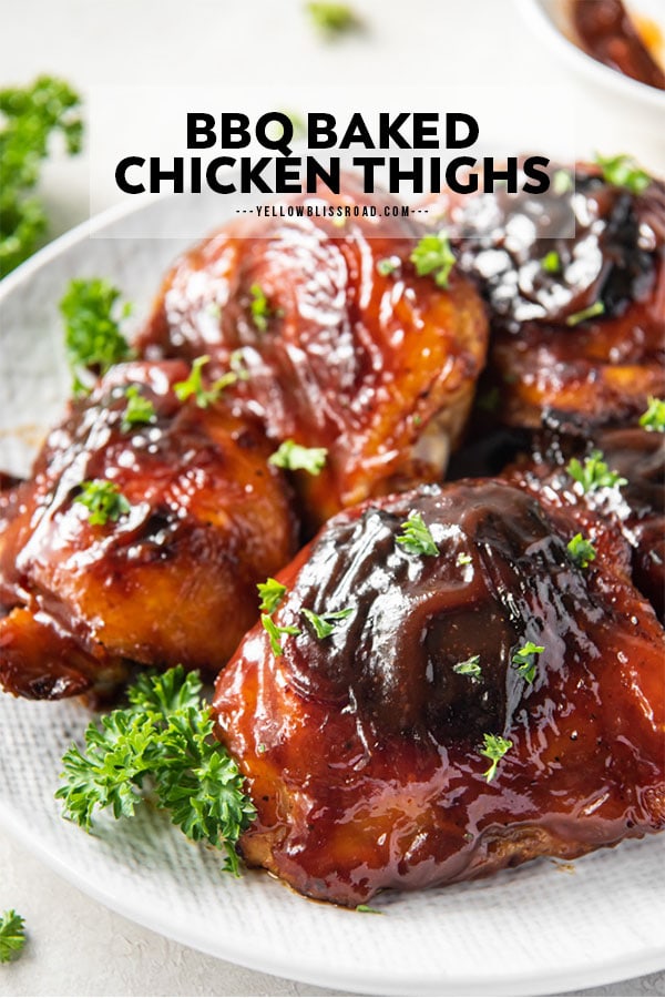 Easy BBQ Baked Chicken Thighs | YellowBlissRoad.com