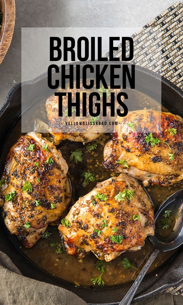 Crispy Broiled Chicken Thighs | YellowBlissRoad.com