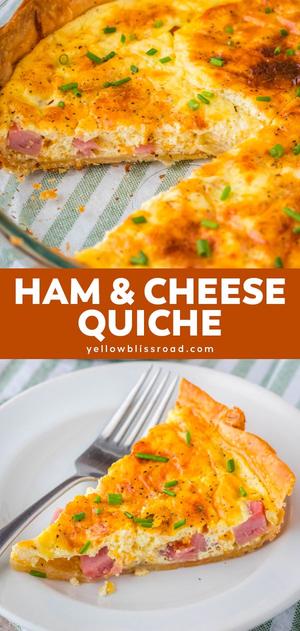 Ham and Cheese Quiche Recipe | YellowBlissRoad.com