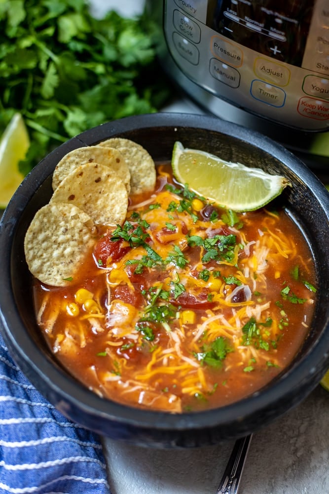 easy instant pot chicken tortilla soup