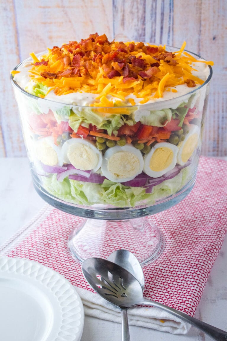 7 Layer Salad with Homemade Dressing | YellowBlissRoad.com