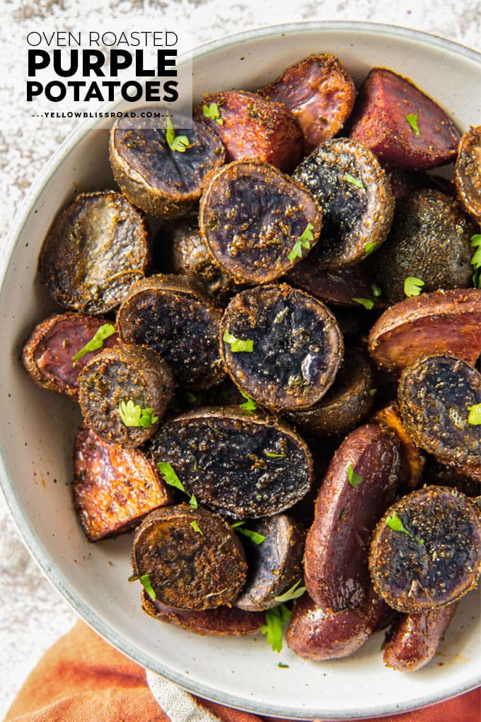 Healthy Roasted Purple Potatoes Recipe | YellowBlissRoad.com