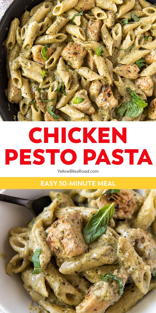 Creamy Chicken Pesto Pasta | YellowBlissRoad.com