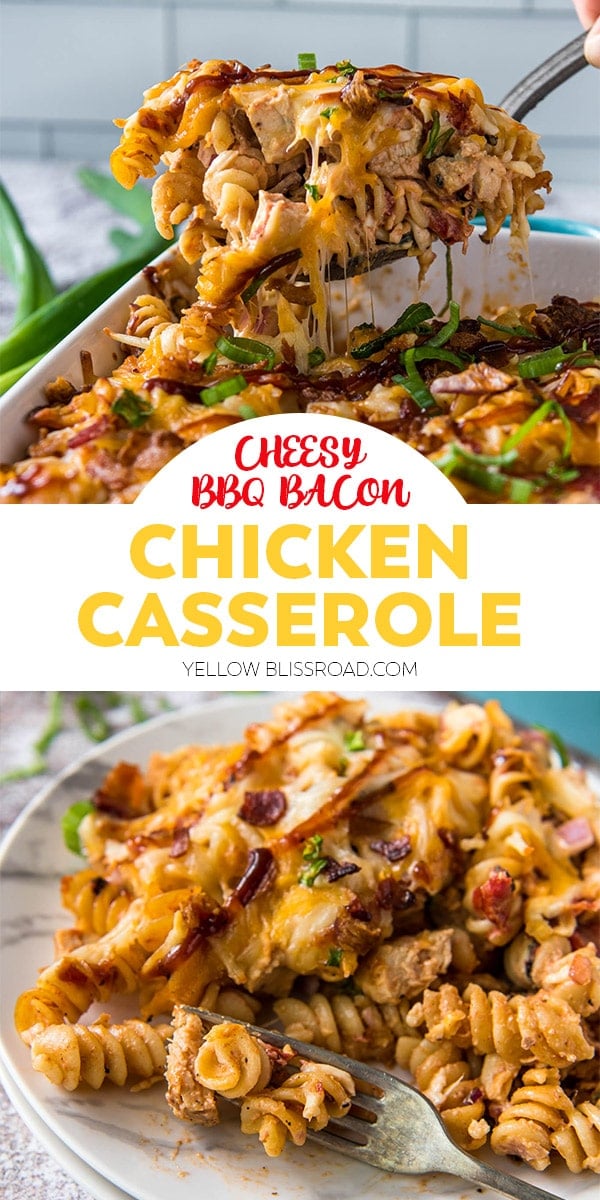 Cheesy BBQ Bacon Chicken Casserole | YellowBlissRoad.com