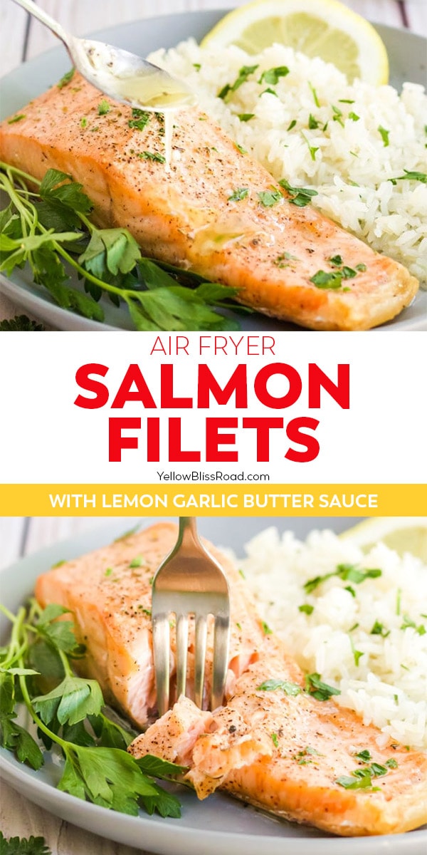 Air Fryer Salmon with Lemon Butter Sauce | YellowBlissRoad.com