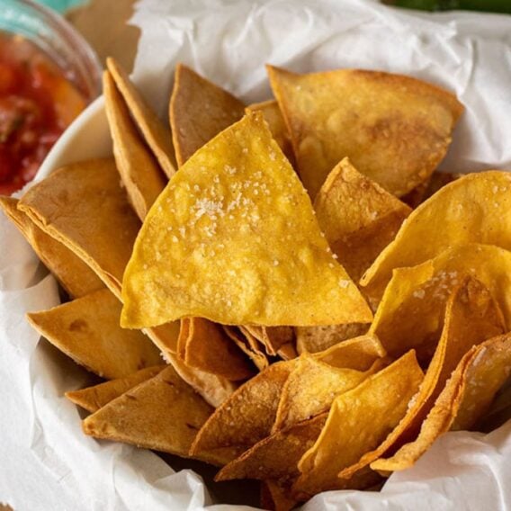 Homemade Air Fryer Tortilla Chips | YellowBlissRoad.com