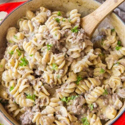 One Pot Ground Beef Stroganoff 