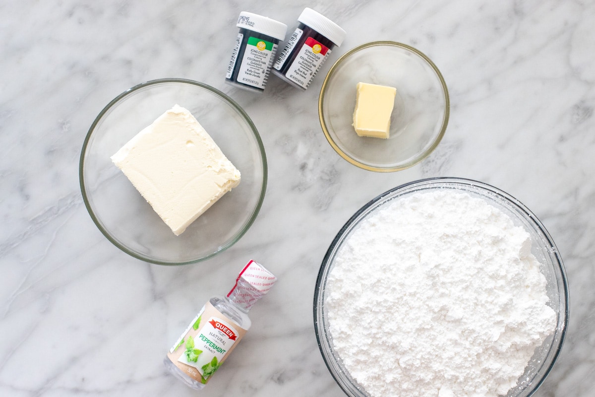 Ingredients for cream cheese candies. 