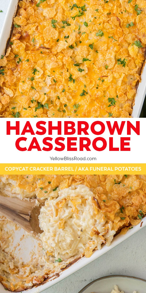 Cheesy Cracker Barrel Hashbrown Casserole Recipe | YellowBlissRoad.com