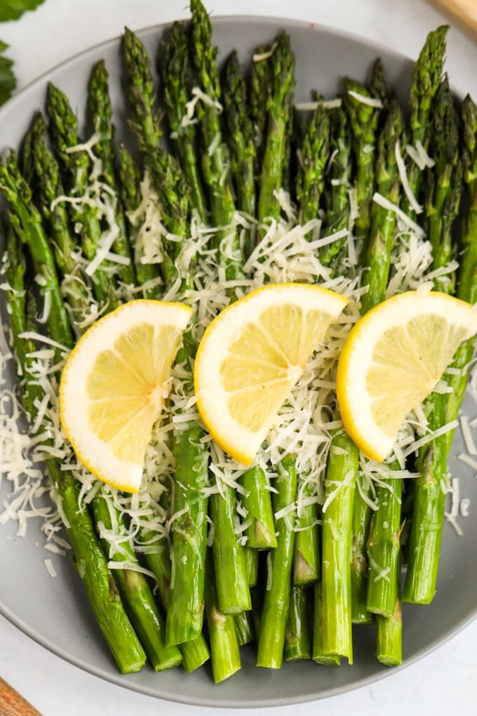 Air Fryer Asparagus with Parmesan and Lemon | YellowBlissRoad.com