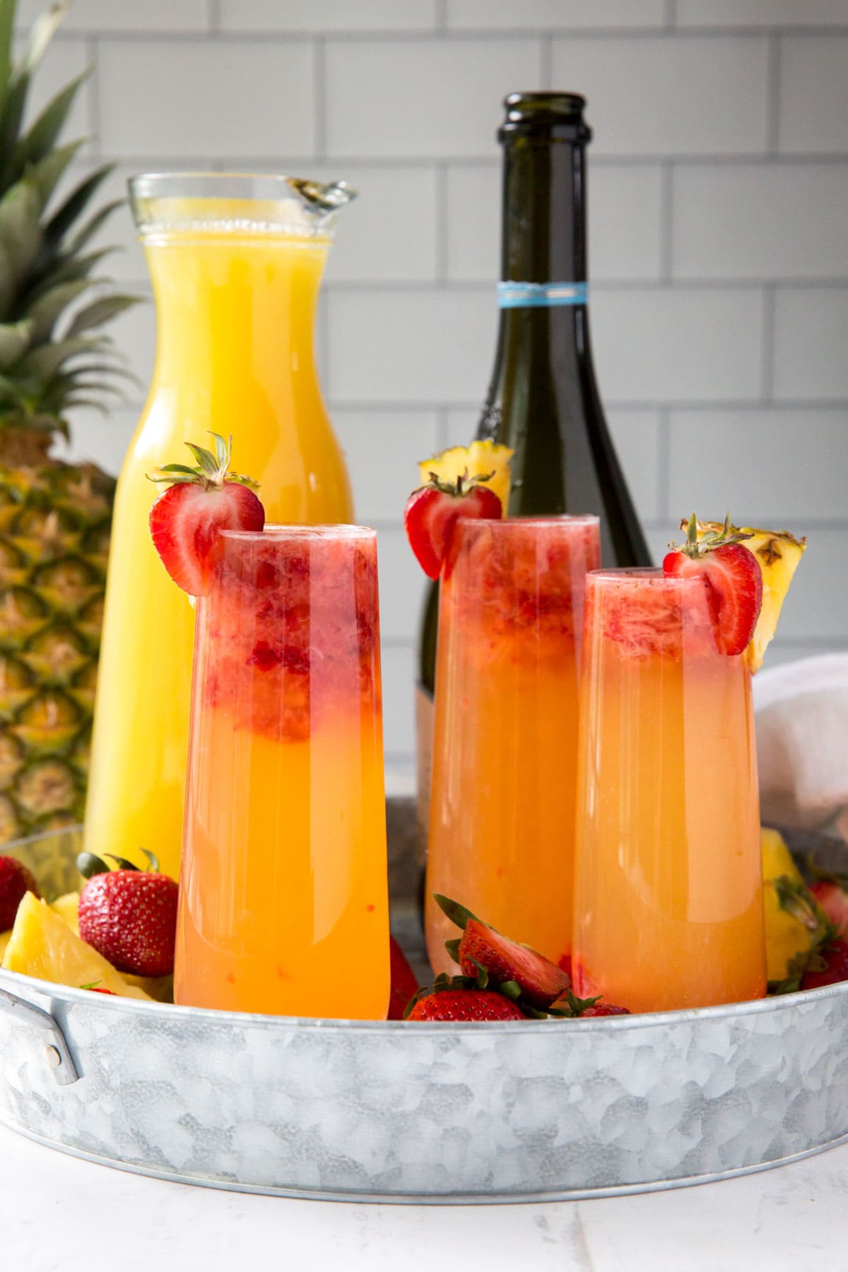 The Best Pineapple Strawberry Mimosa | Yellow Bliss Road