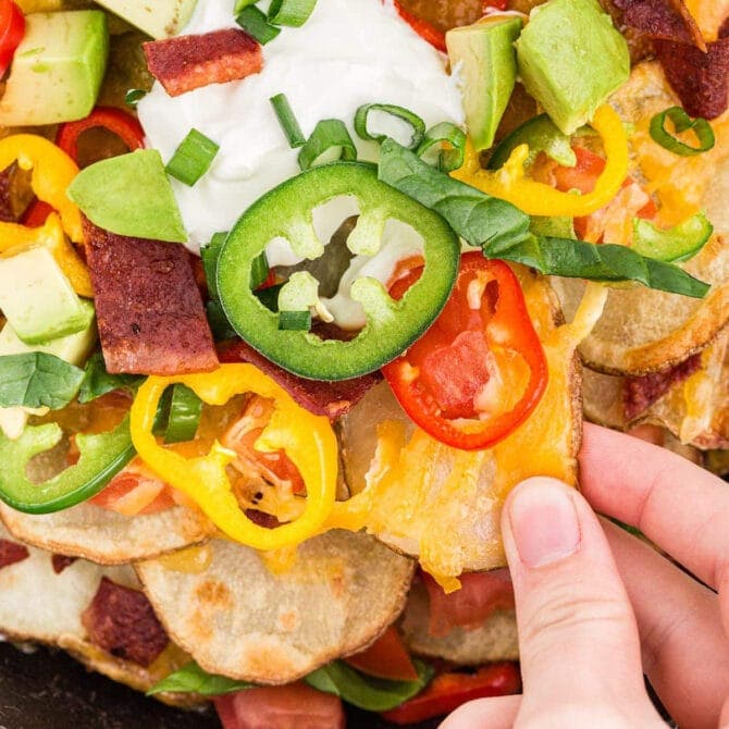 Baked Irish Nachos (Potato Nachos) | YellowBlissRoad.com