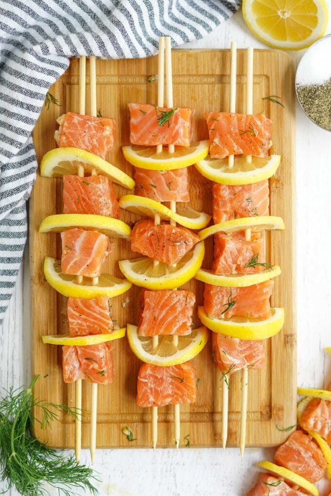 Easy Grilled Salmon Kabobs | YellowBlissRoad.com