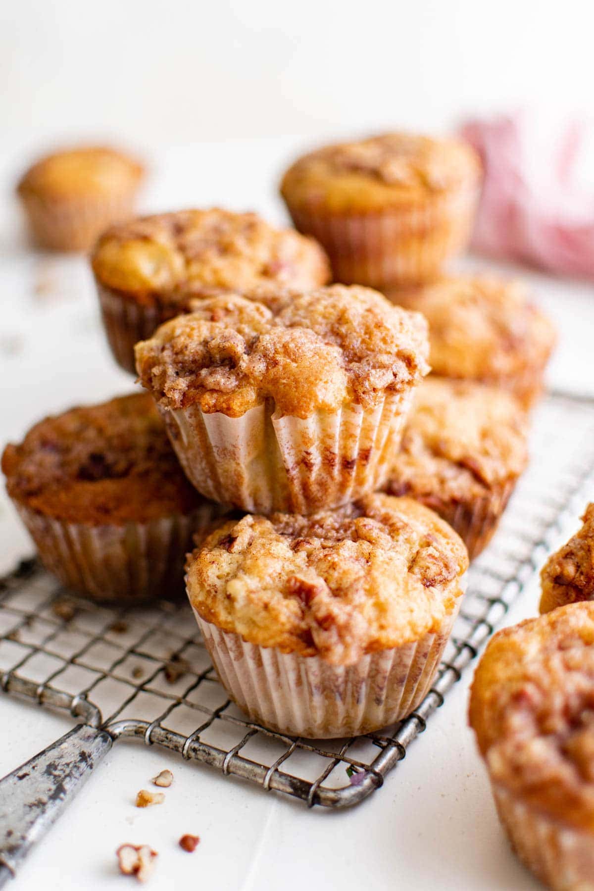 Rhubarb Muffins with Pecan Streusel Topping