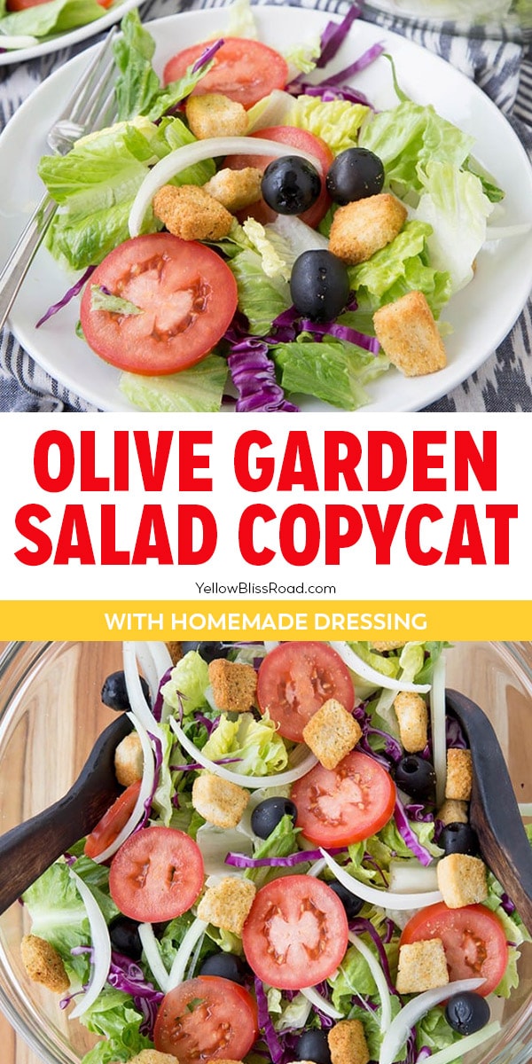 Easy Olive Garden Salad with Copycat Dressing | YellowBlissRoad.com