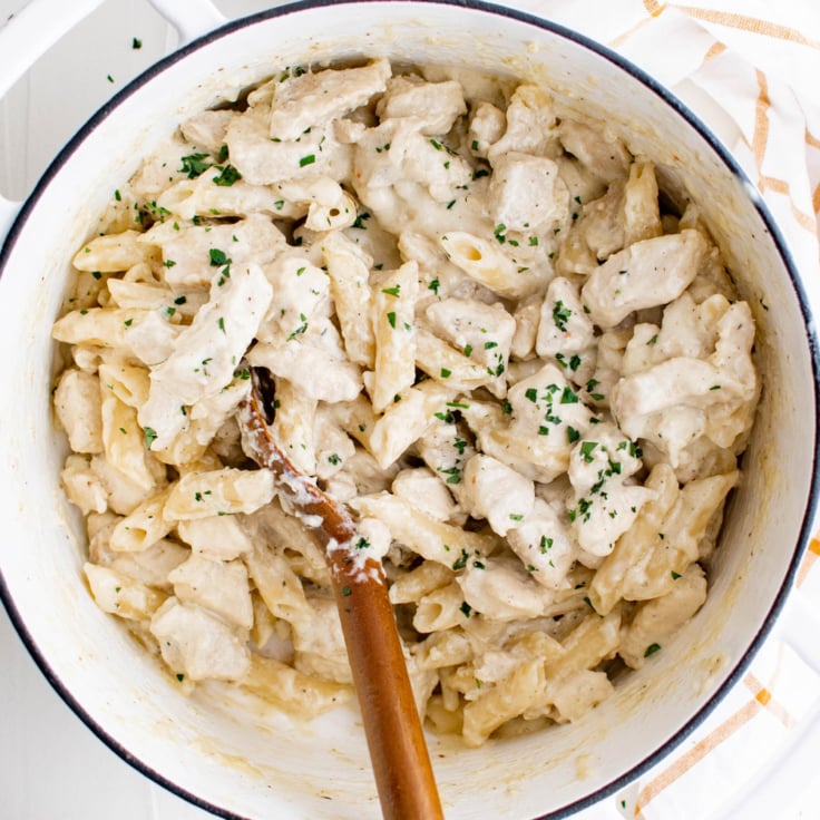 Easy One Pot Chicken Alfredo | YellowBlissRoad.com