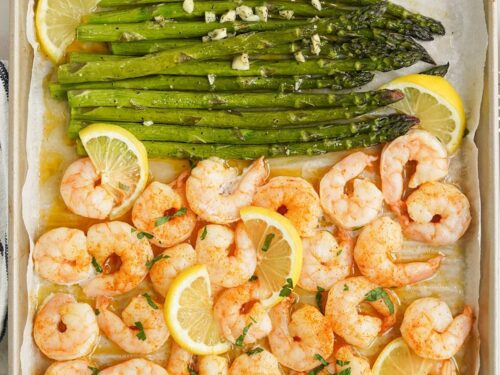 Sheet Pan Lemon Garlic Shrimp and Asparagus - Eat Yourself Skinny