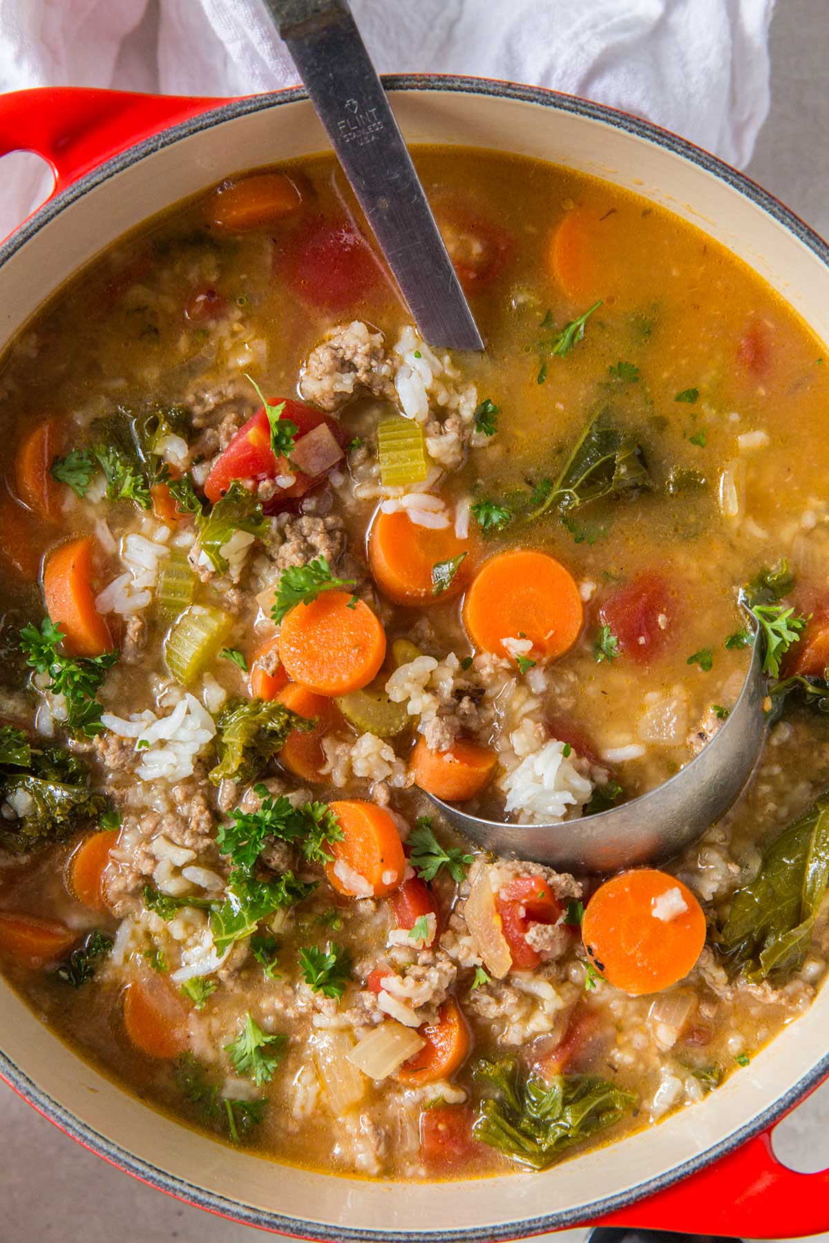 Ground Turkey Soup with Kale and Rice | YellowBlissRoad.com