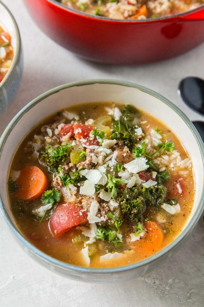 Ground Turkey Soup with Kale and Rice | YellowBlissRoad.com