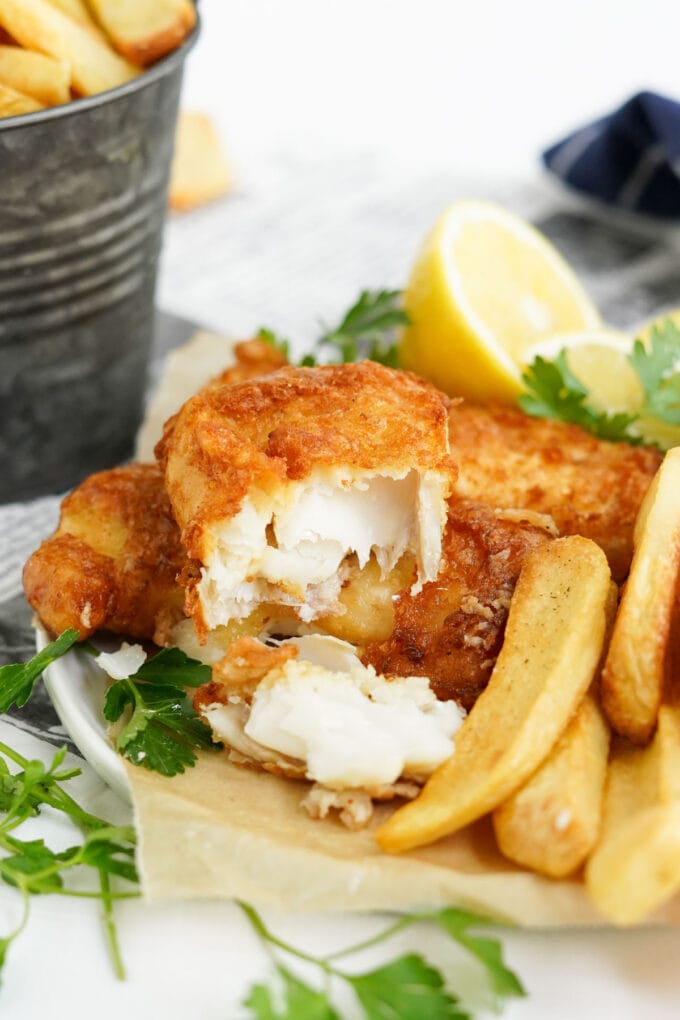 Crispy Beer Battered Fish and Chips Recipe | YellowBlissRoad.com