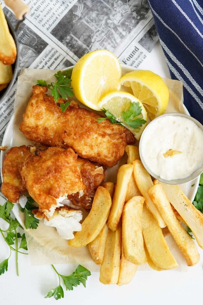 Crispy Beer Battered Fish and Chips Recipe | YellowBlissRoad.com