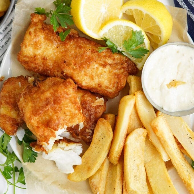 Crispy Beer Battered Fish and Chips Recipe | YellowBlissRoad.com