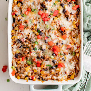 Southwest Ground Turkey Casserole with Rice | YellowBlissRoad.com