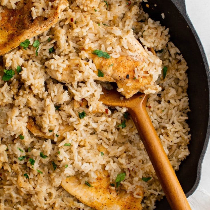 Skillet Chicken and Rice Recipe | YellowBlissRoad.com