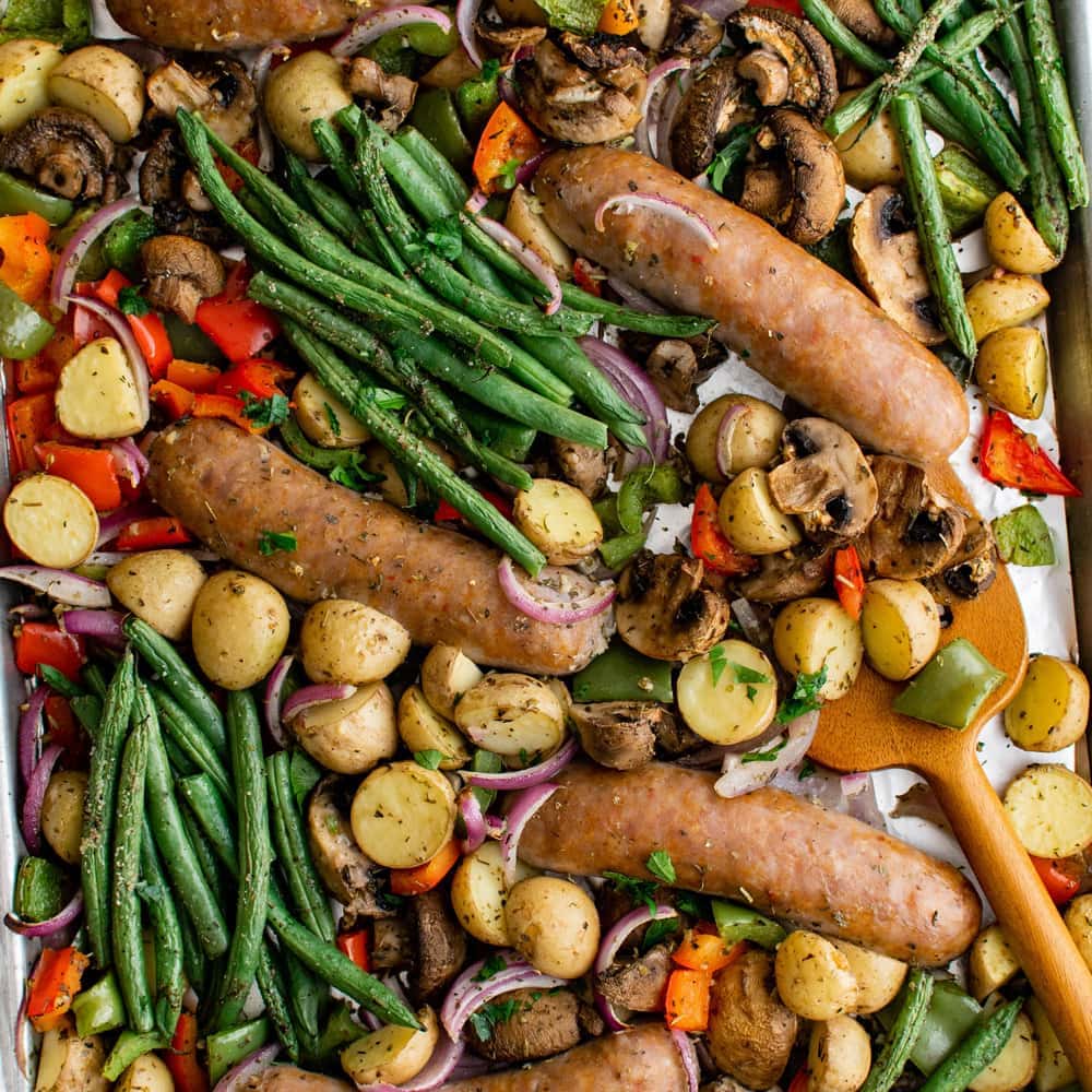 Sheet Pan Sausages and Veggies Recipe