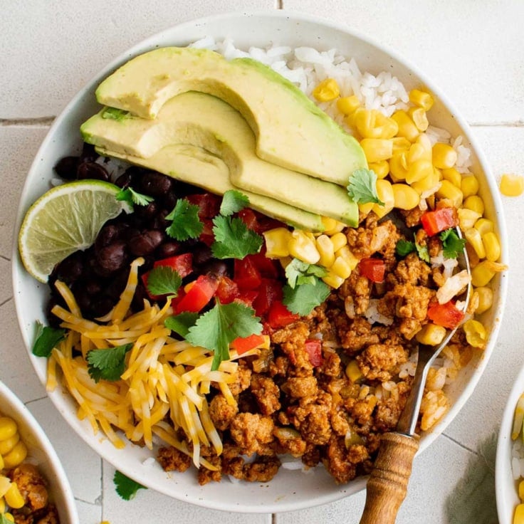 Burrito Bowls with Ground Turkey - Yellow Bliss Road