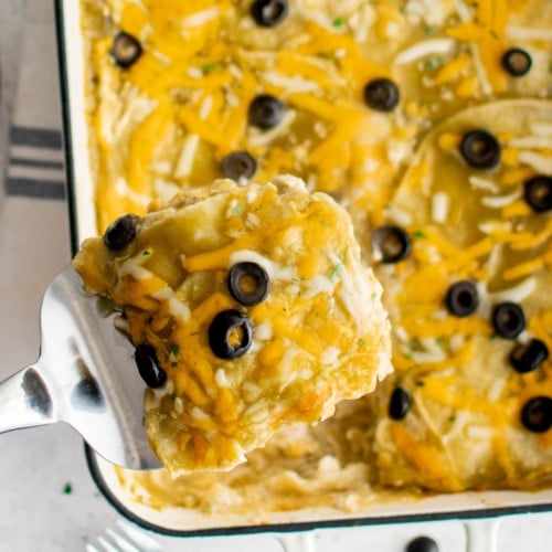 Green Chicken Enchilada Casserole - Yellow Bliss Road