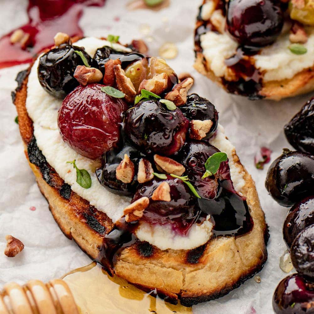 Pistachio Butter & Roasted Red Grape Crostini - Recipe from Price Chopper