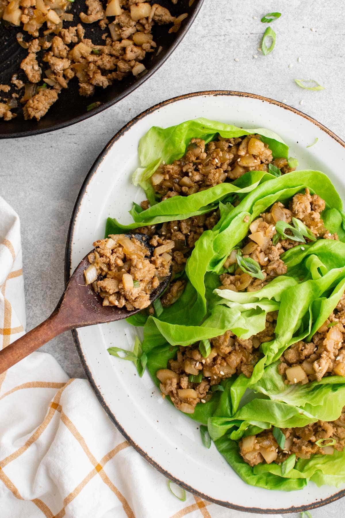 copycat pf chang's chicken lettuce wraps on a plate