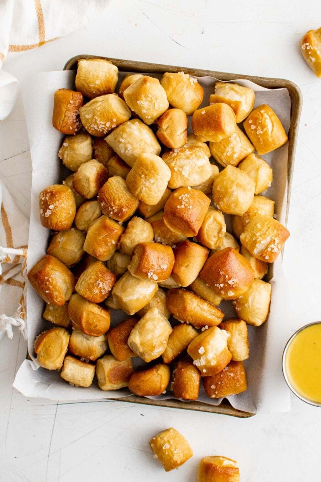 tray filled with pretzel bites