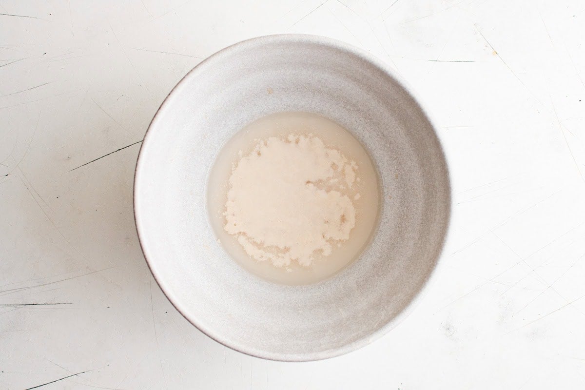 yeast with water in a bowl