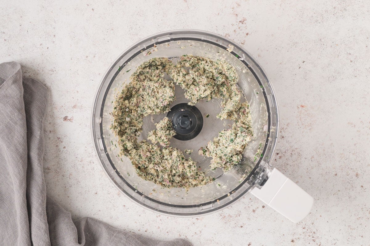 butter and herbs blende in a food processor.