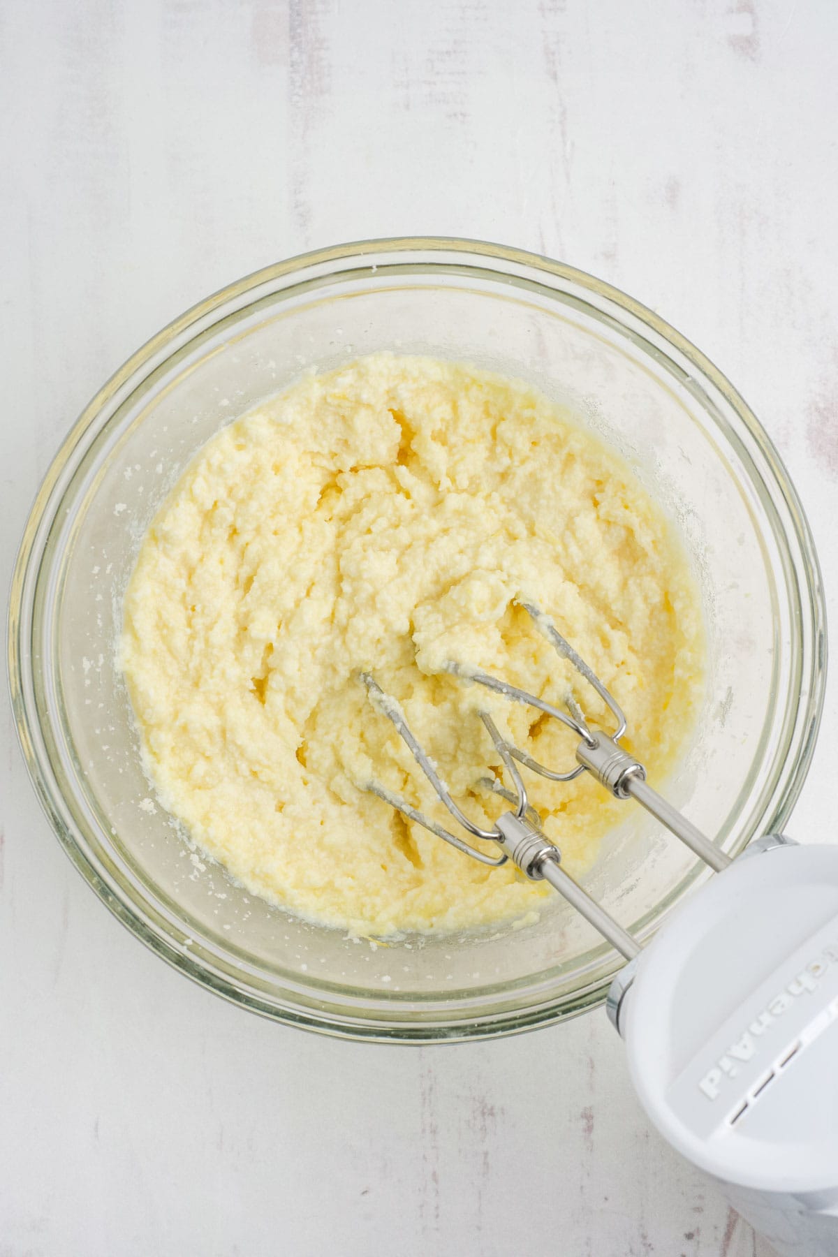 butter, sugar, vanilla and egg in a glass bowl