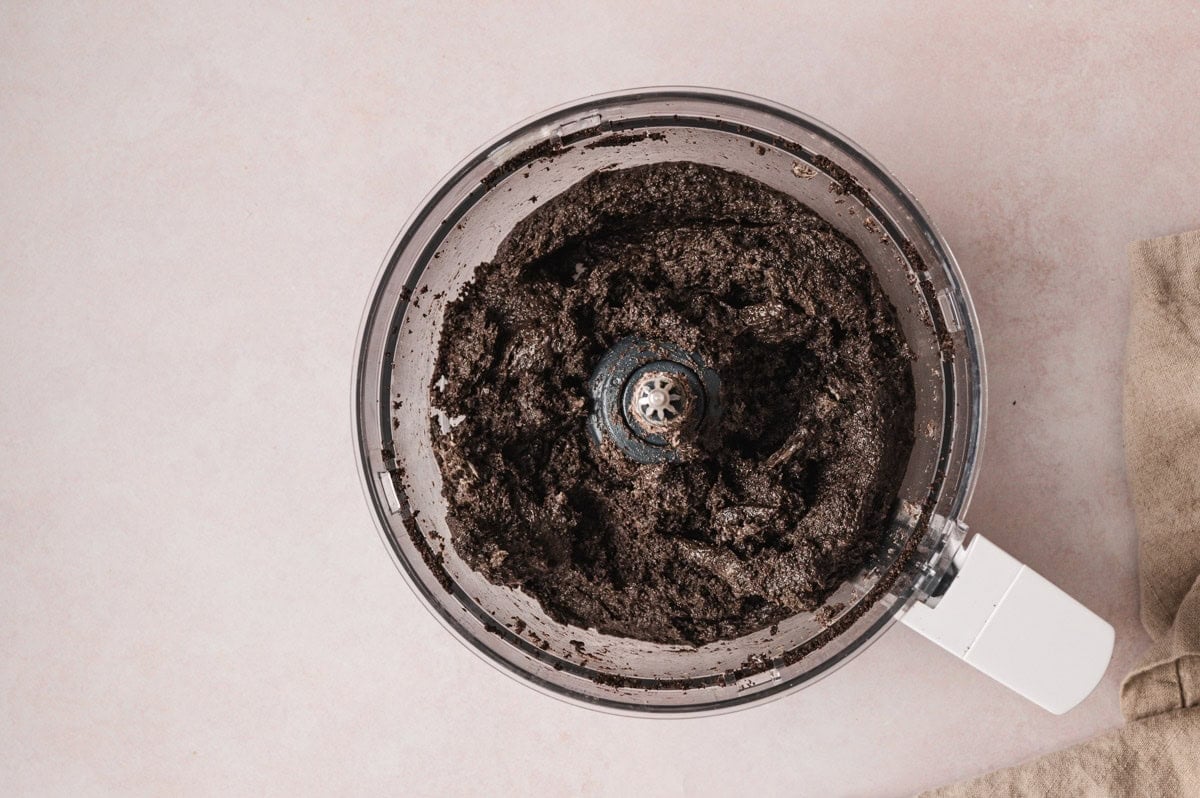 Crushed Oreos in a food processor