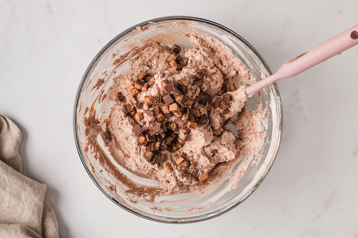 chocolate filling with chopped peanut butter cips