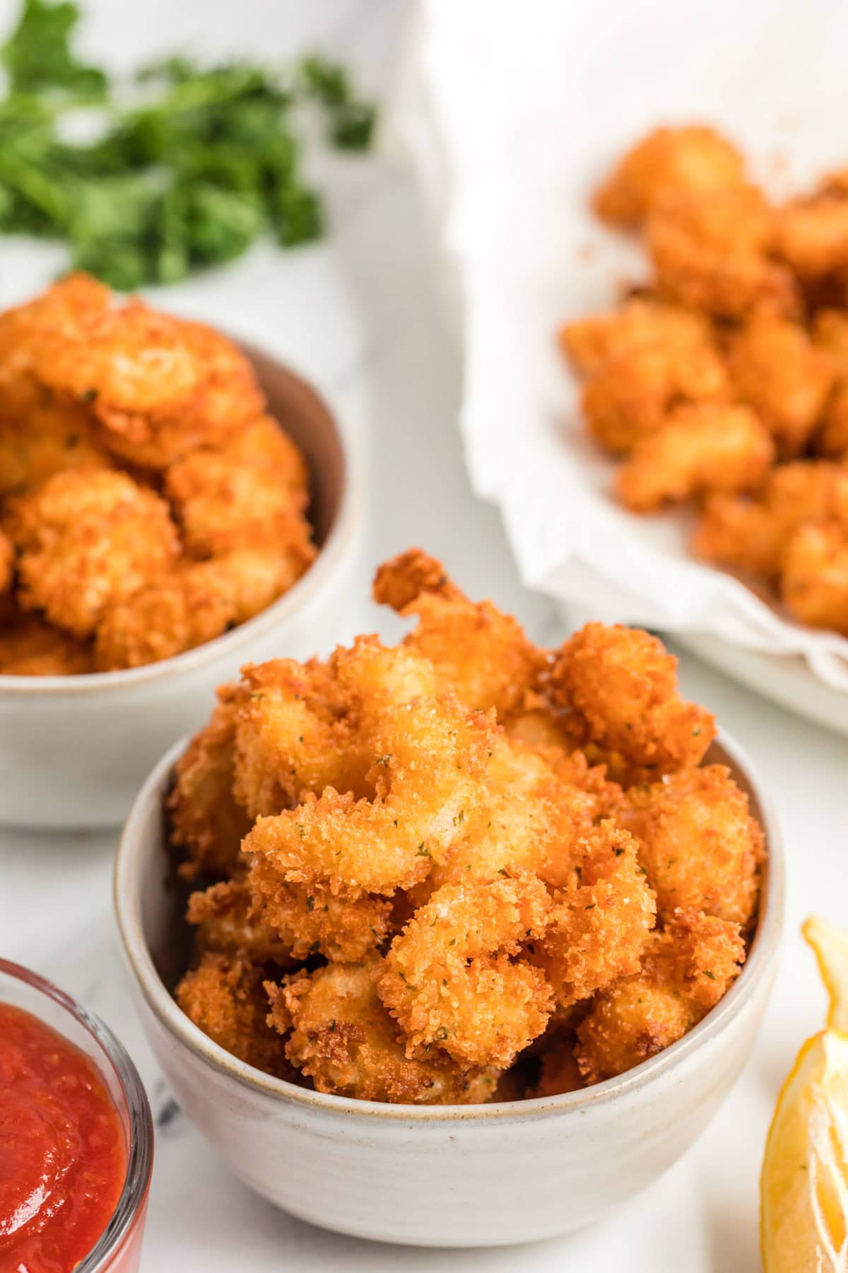 popcorn shrimp in bowls